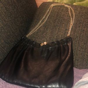 Ande black purse with gold chain